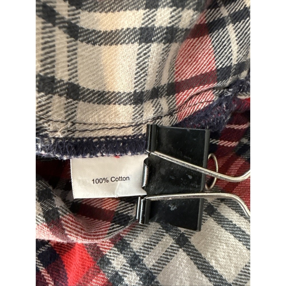 Madewell Oversized Ex-Boyfriend Button Front Flannel Shirt Top Size L Red Plaid - Picture 7 of 7